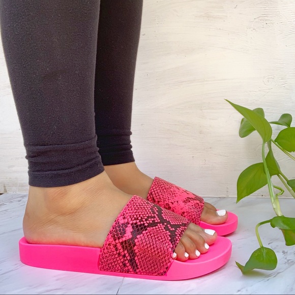 Hot Pink Snake Slides Sandals - Picture 3 of 6